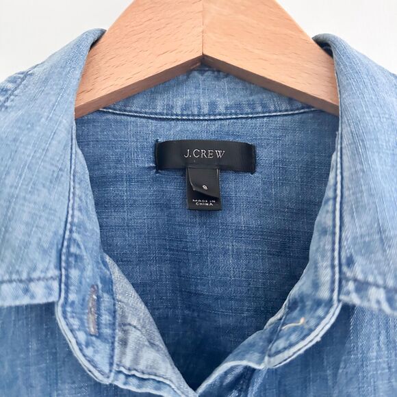 J. Crew Chambray Denim Shirt | Womens Button Front Top | Classic Casual Staple - Picture 7 of 9
